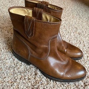 Cognac Frye booties